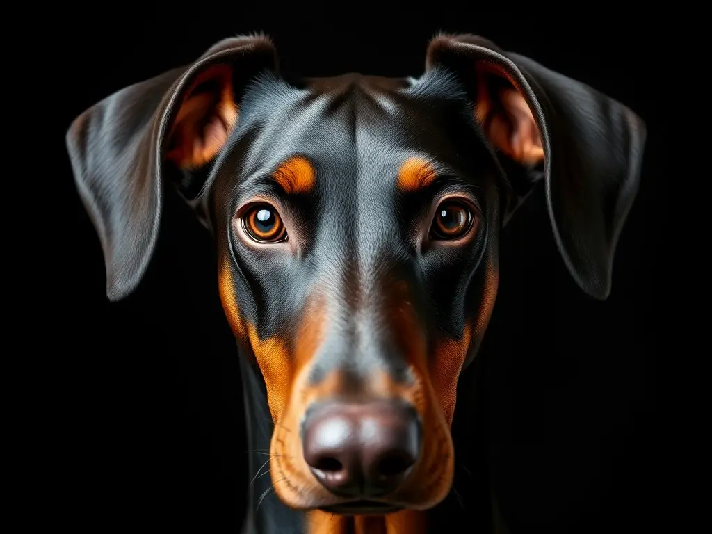 Fotografía realista de un Doberman Pinscher, exquisita anatomía