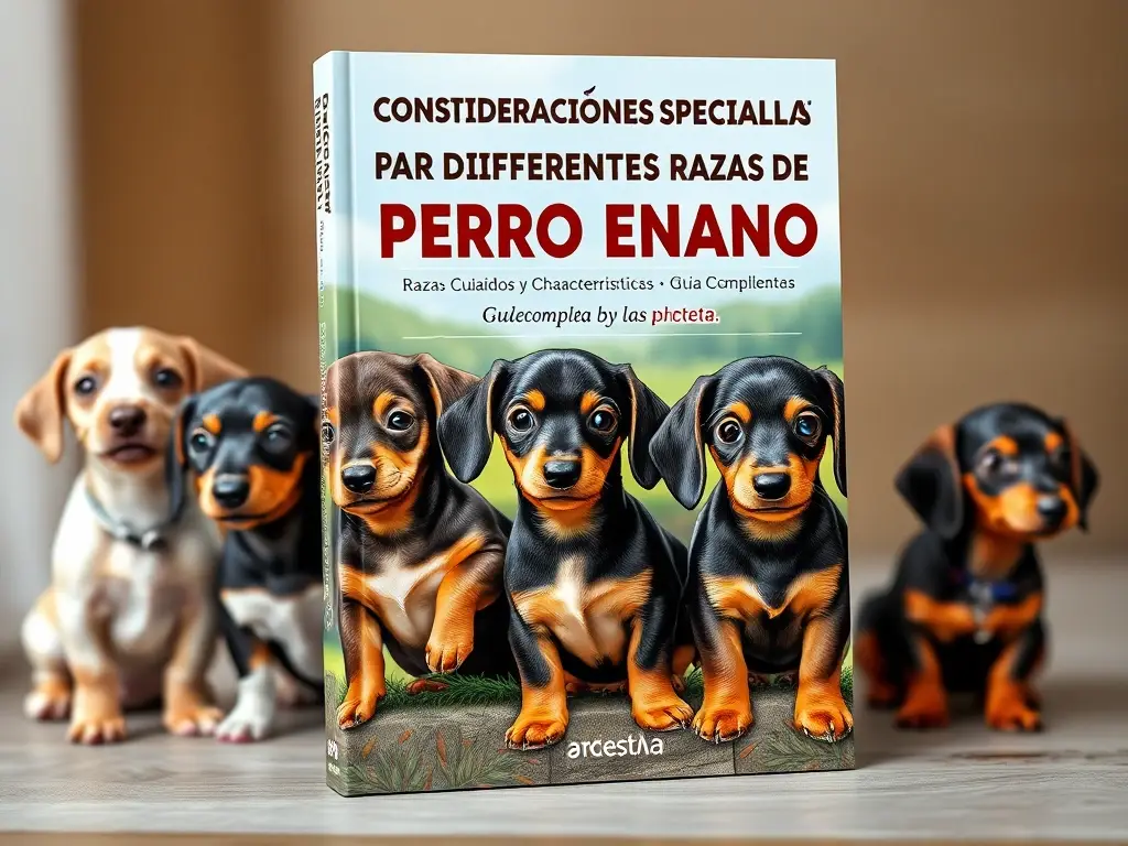Illustration de portada de guía para perros enanos con estilo realista