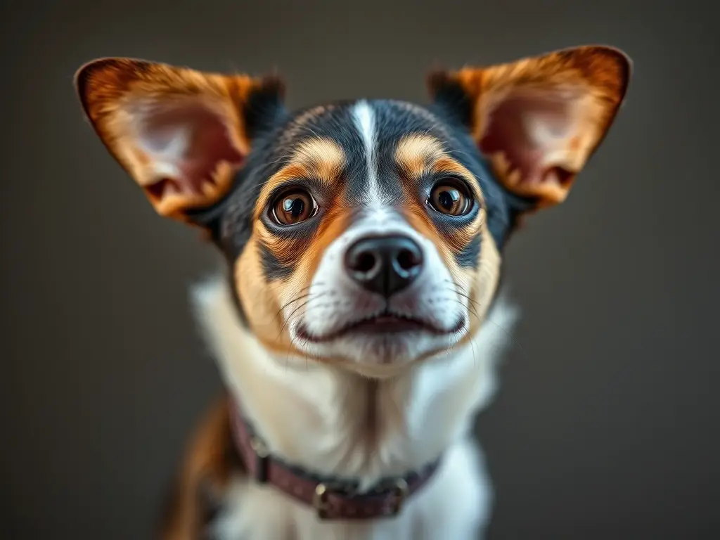 Fotografía realista de perro miniatura vasco, con mirada confiante y temperamento encantador