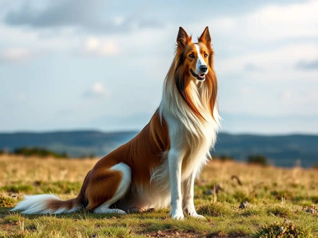 Fotografía photorealista de un Borzoi elegante