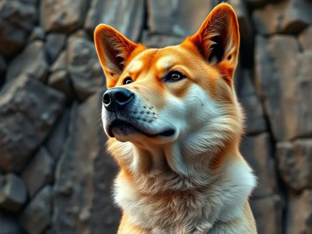 Foto realista, retrato de perro de jindo coreano majestuoso