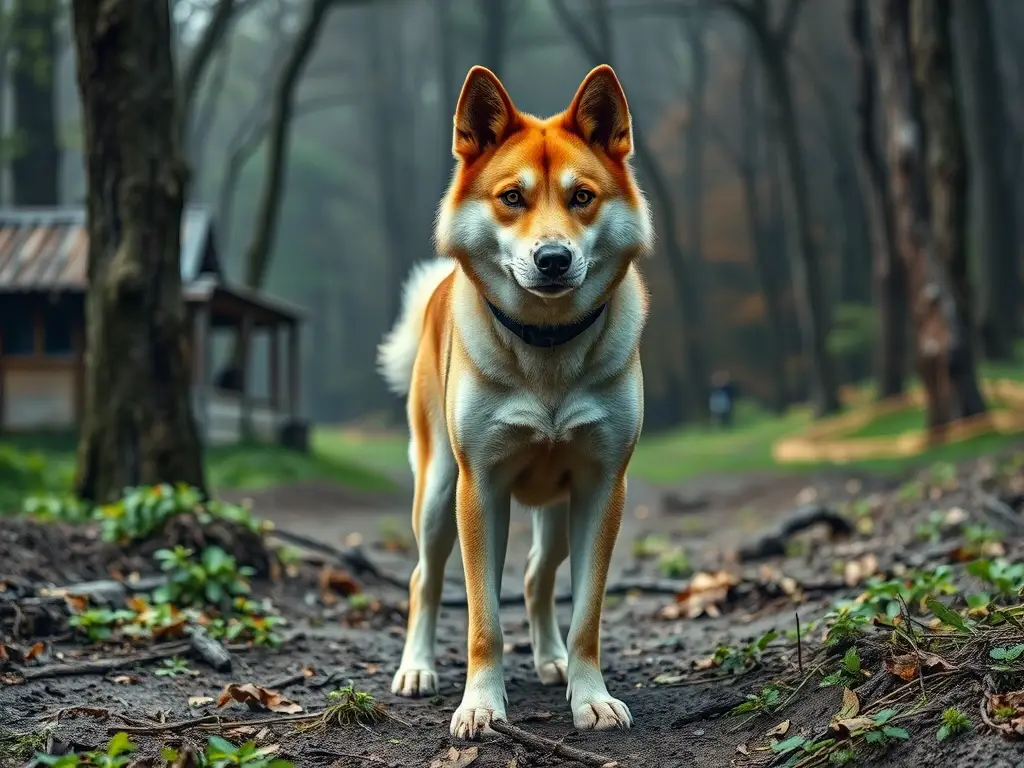 Fotorealista de un perro coreano guardian de granja