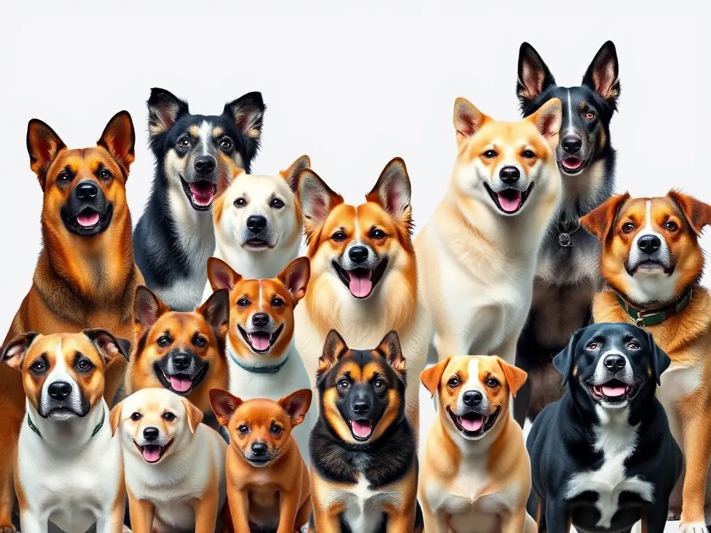Un retrato realista de 20 razas de perros en 8K, preciso y vibrante