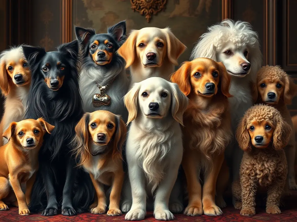 Foto realista de perros elegantes sin texto, logos ni marca
