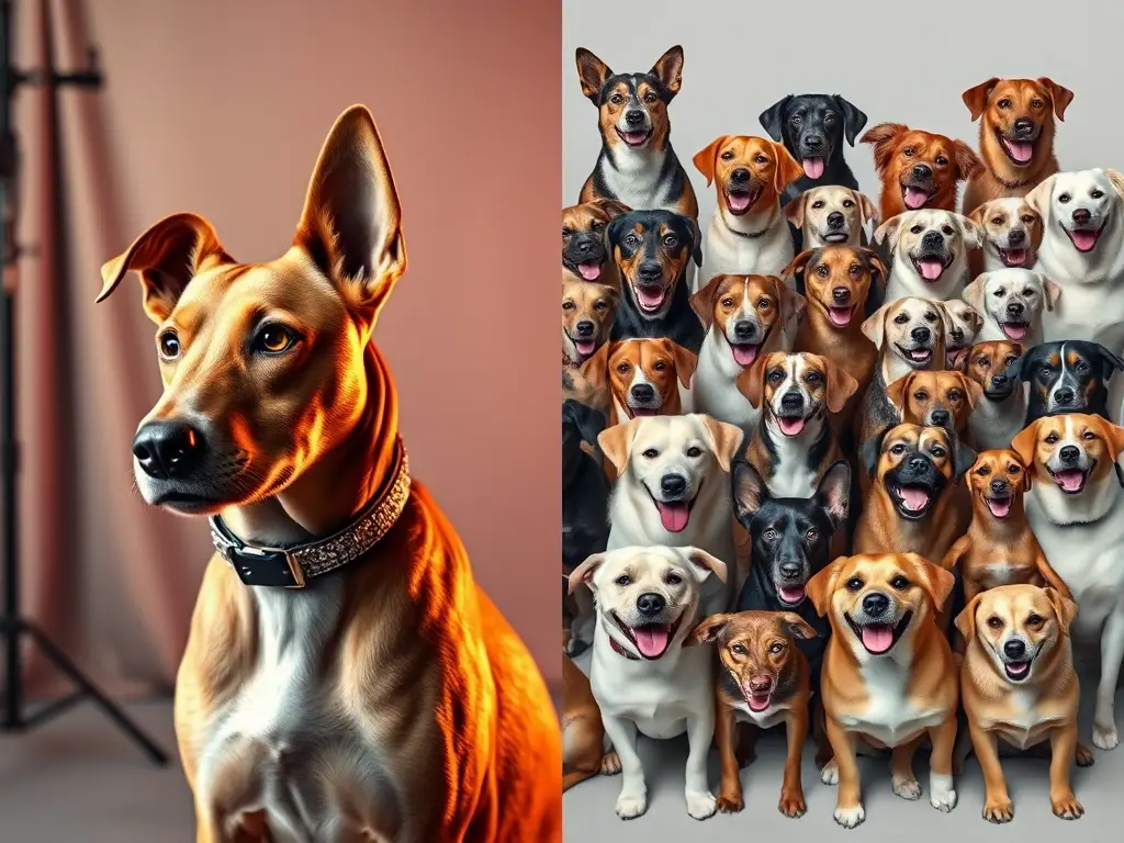 Una obra maestra de fotografía realística en 8K con dos paneles destacando a perros