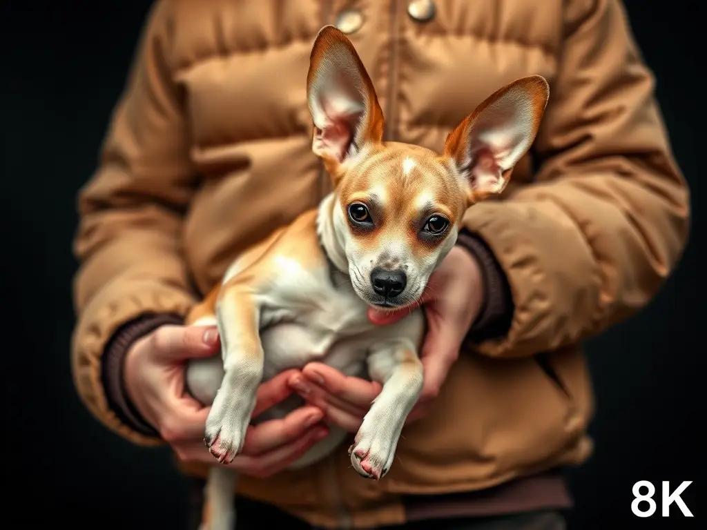 Imagen realista de una persona con perro con orejas largas