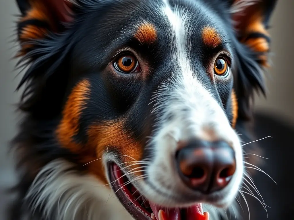 Fotorealistic retrato de perro pastor Border Collie, preciso y detallado