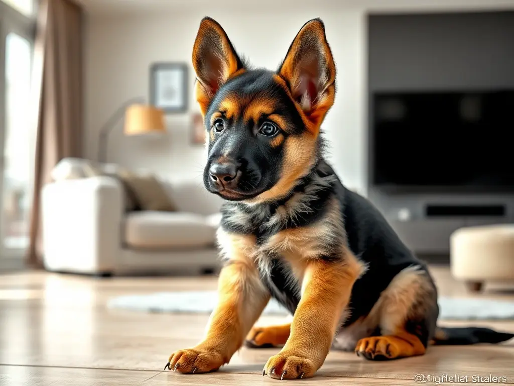 Foto realista de un cachorro de pastor alemán sano y adorable