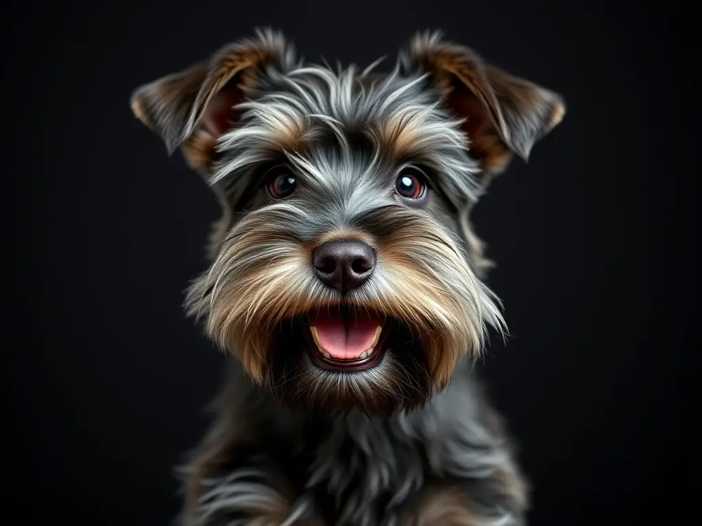 Fotografía realista de un cachorro de Schnauzer juguetón y de alta calidad