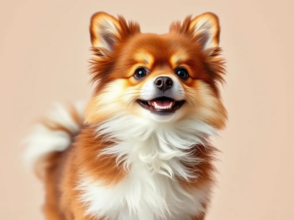 Esta fotografía es un retrato realista y detallado de un perro German Spitz