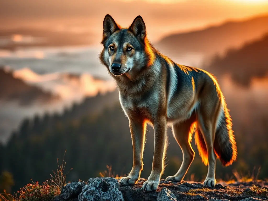Retrato fotorrealista de lobo checo
