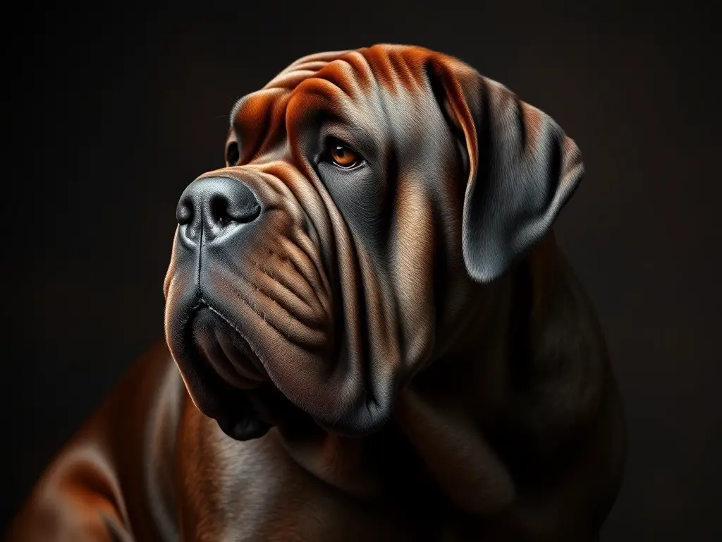 Paisaje detallado y majestuoso de un Neapolitan Mastiff