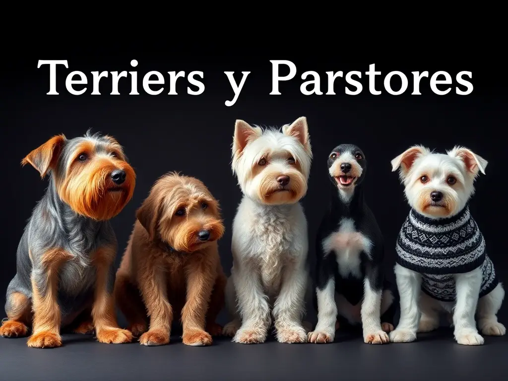 Fotorealistic image of terrier and shepherd breeds