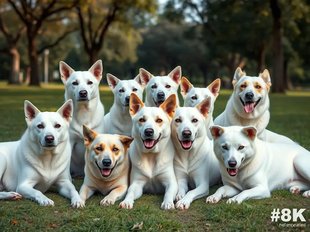 Foto de perros mestizos blancos y elegantes en un parque