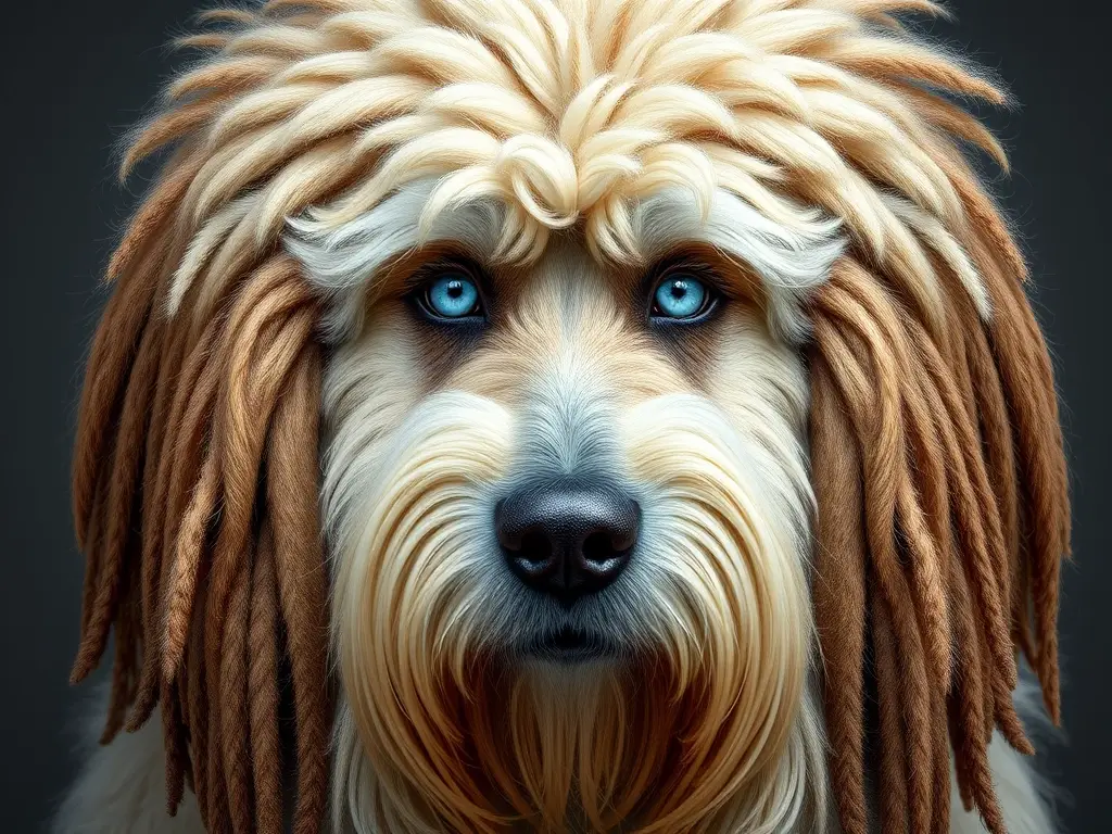 Portrait realistic del komondor, imponente y detallado, sin texto ni logos