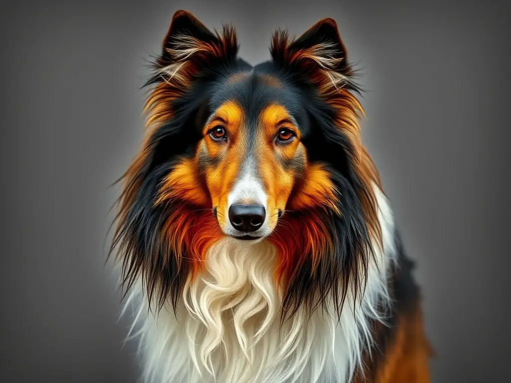 Imagen realista y detallada de collie majestuoso, con características distintivas
