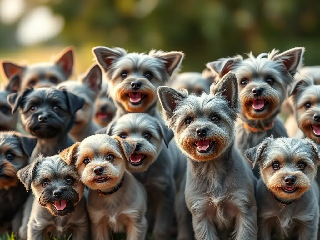 Un retrato de perros gris cachorros adorables y juguetones
