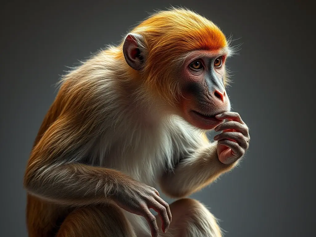Foto realista de un macaco en estudio con detalles anatomicos