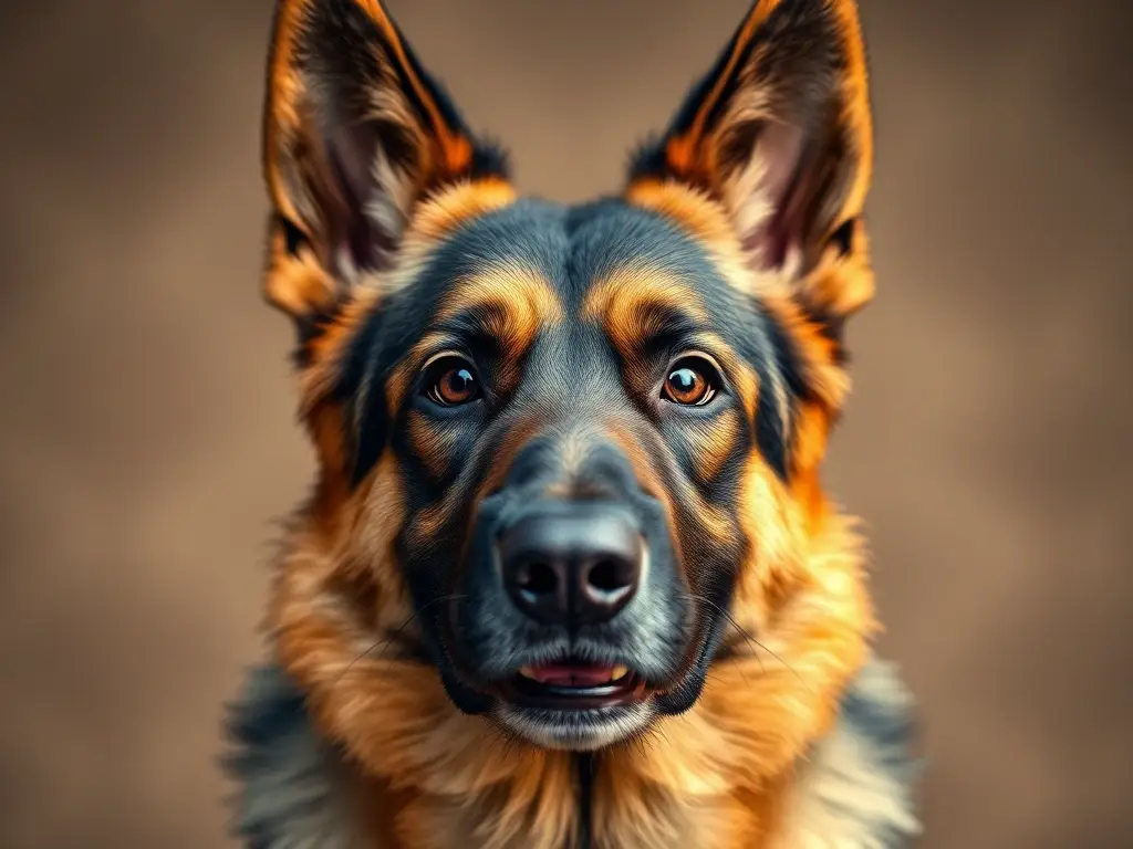 Fotografía realista de un pastor alemán con un nombre para perros