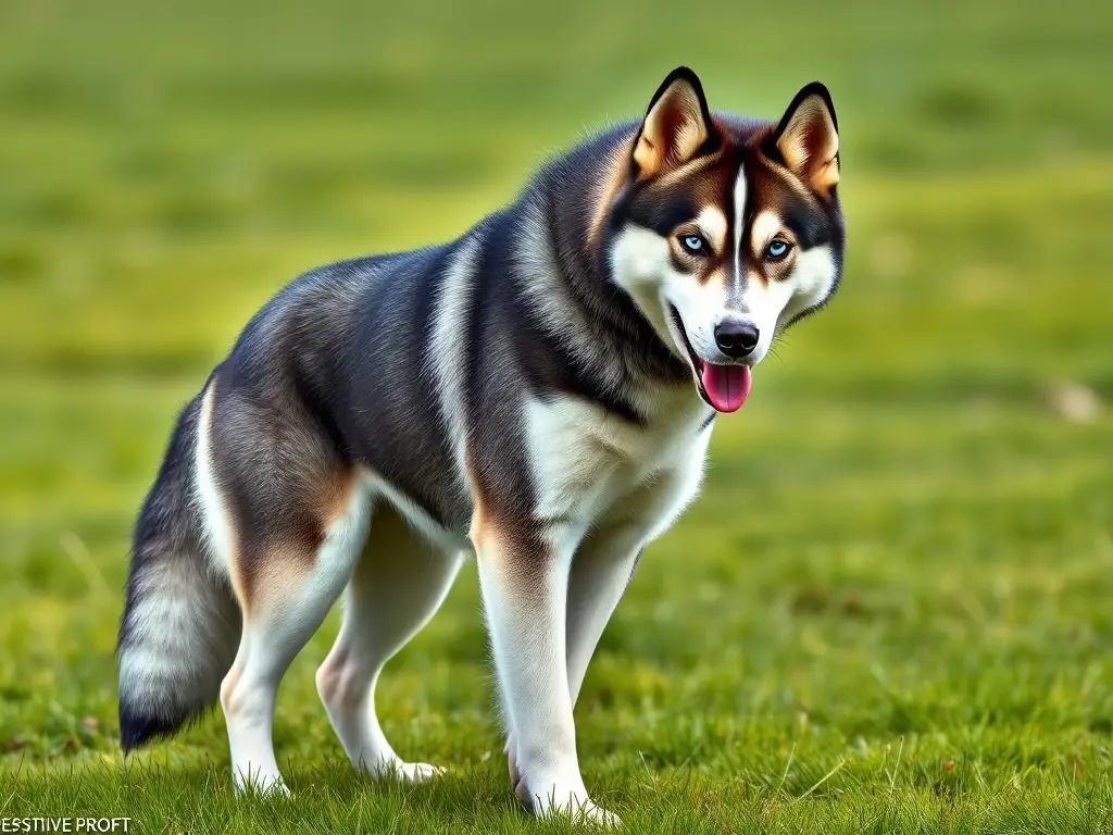 Ilustración de husky realista y majestuosa