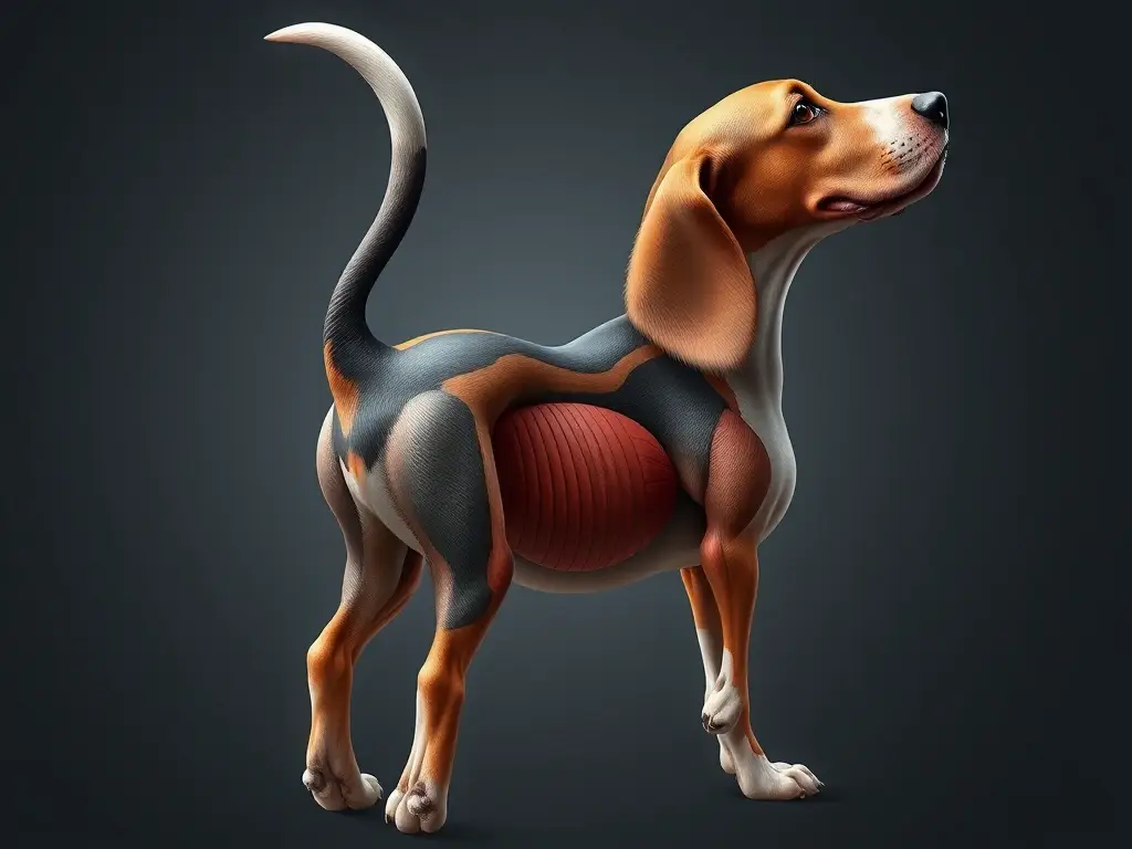 Ilustración detallada de un basset con movimiento