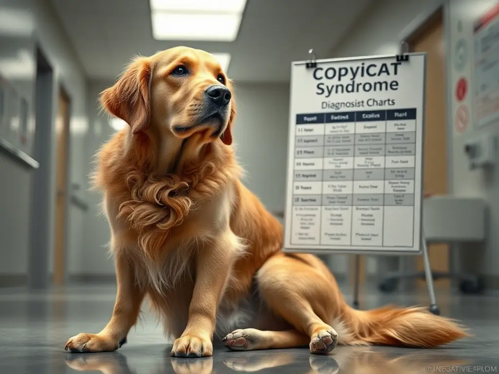 Un golden retriever con Copycat Syndrome, realista, de alta calidad