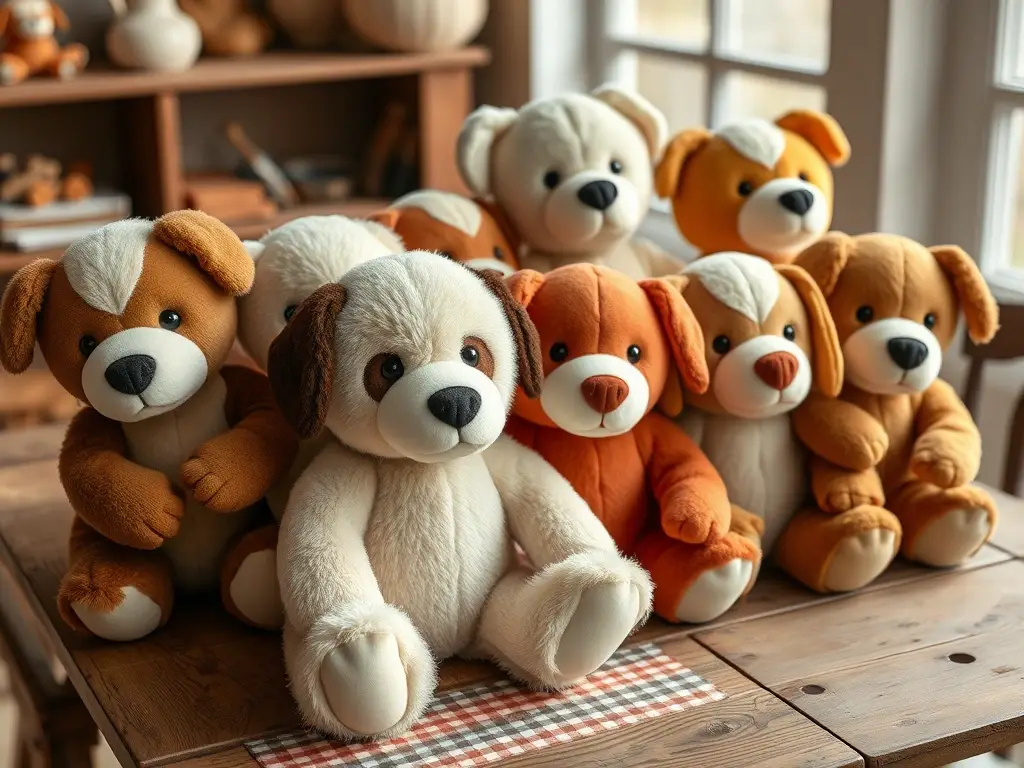 Fotorealista, de alta resolución, con peluches de perros en una velada