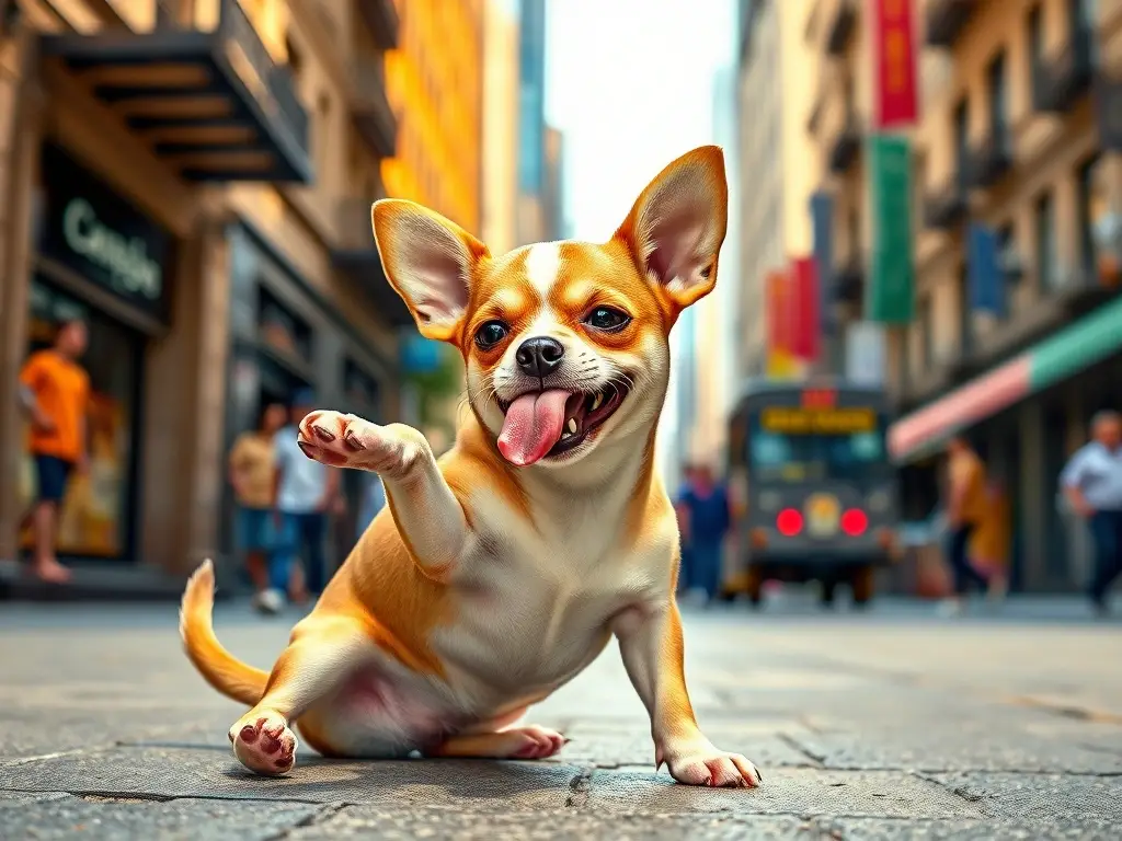Fotografía realista de un cachorro chihuahuas feliz jugando