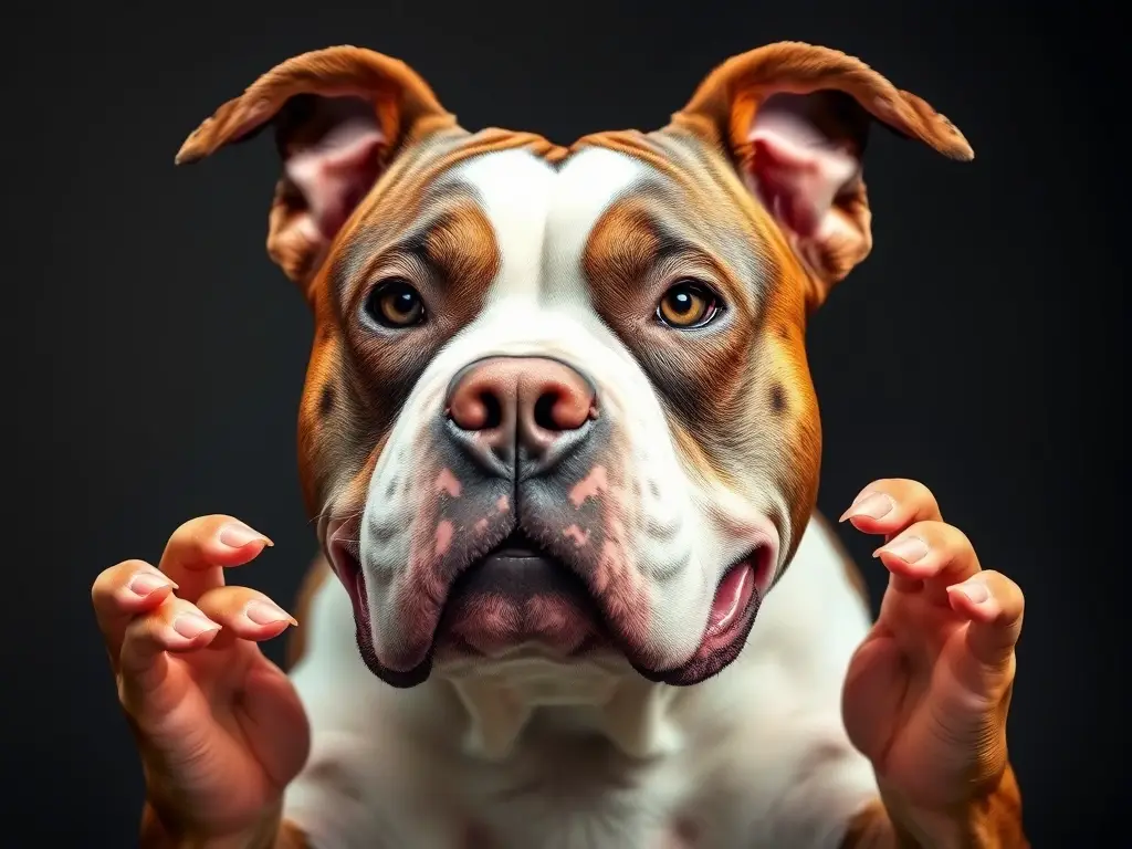 Un retrato realista de un American Bully, nítido y potente