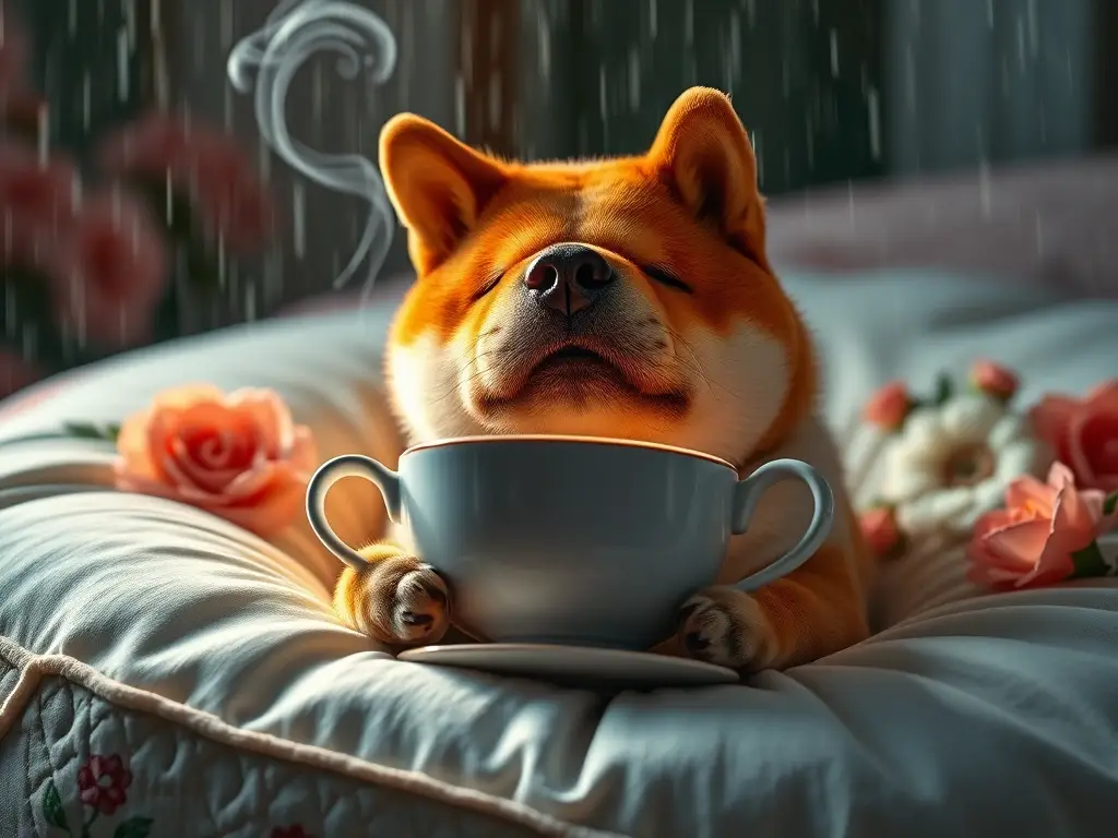 Un Shiba Inu camina con tranquilidad en un día soleado