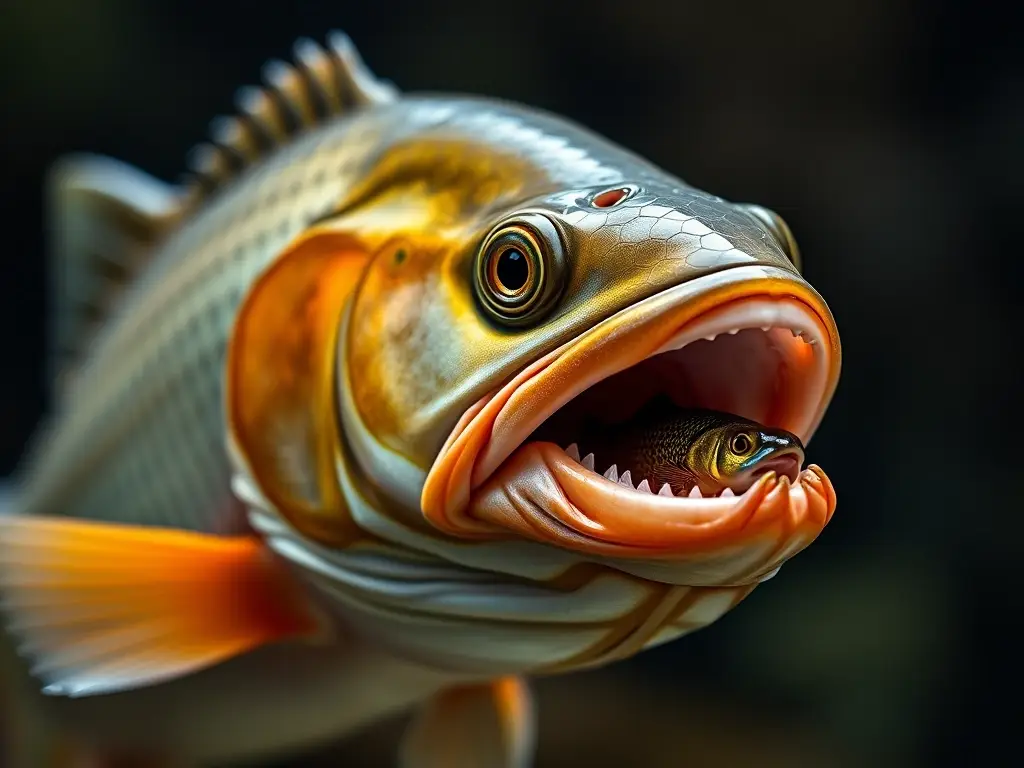 Foto realística de pez acuático con músculos y detalles naturales