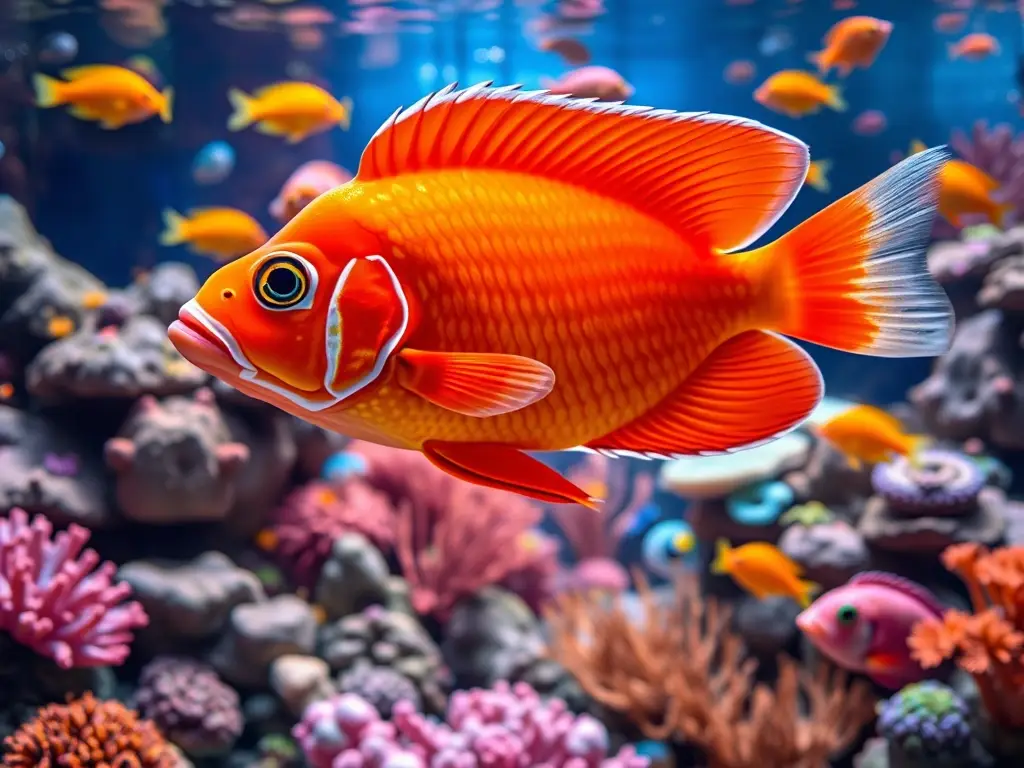 Un acuario acuoso de alta resolución con peces mandarin