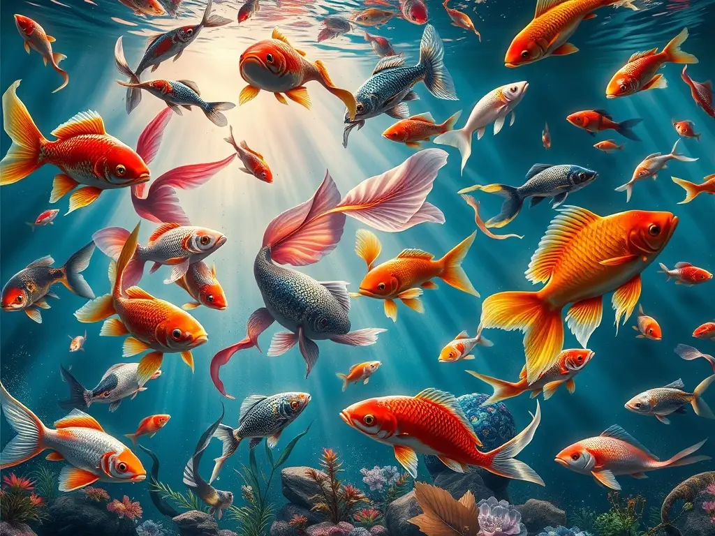 Una fresco de peces realista y de alta resolución en China