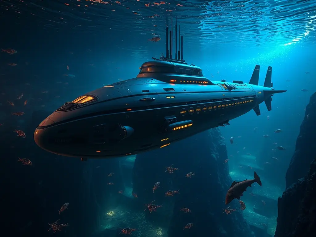 Un submarino admirado en un abismo fascinante