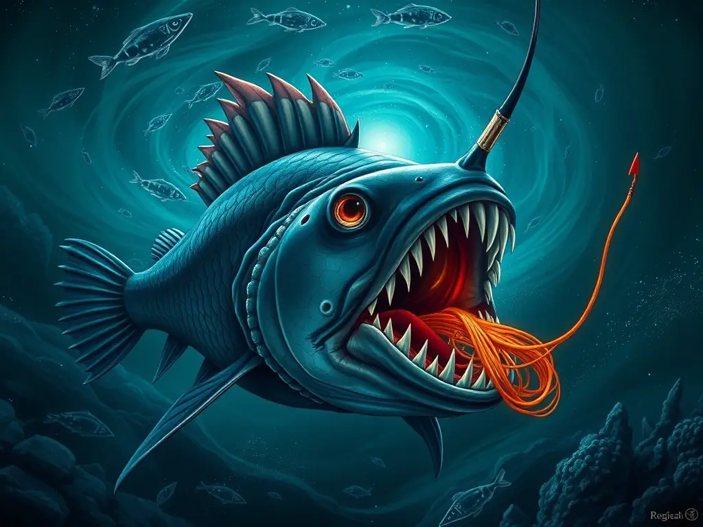 Ilustración realista de un pez-cangrejo marino profundo con estilo científico