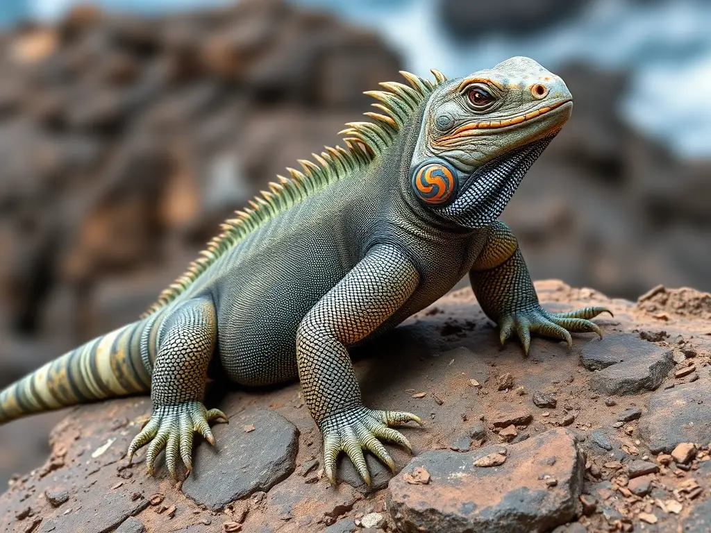Imagen realista de iguana marina de las Galápagos, sin texto
