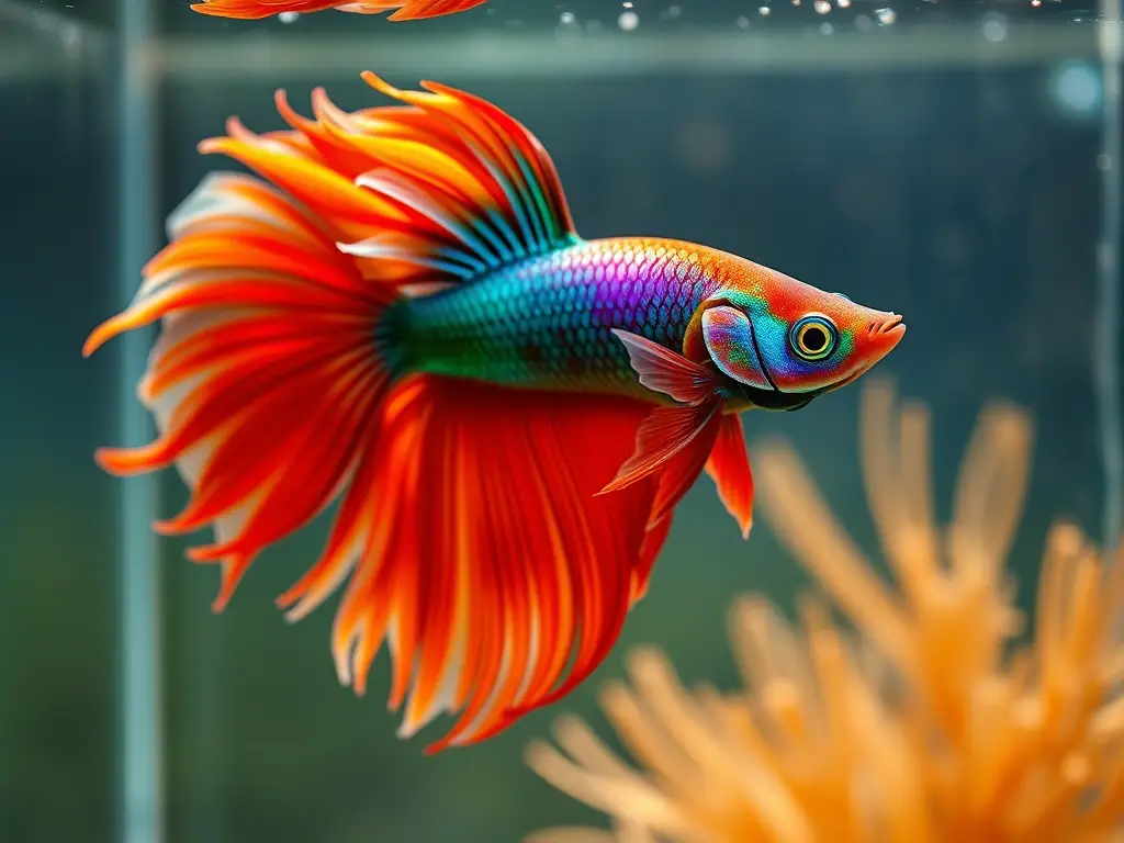 Fotorealistic retrato hiperrealista de un pez Betta brillante