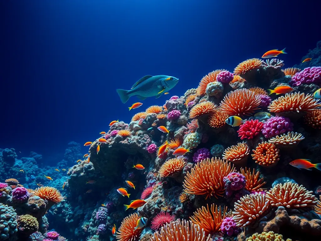 Imagen realista, 8K, coral vibrante con vida
