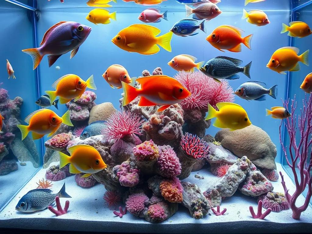 Imagen de peceras de peces herbívoros realistas a gran escala