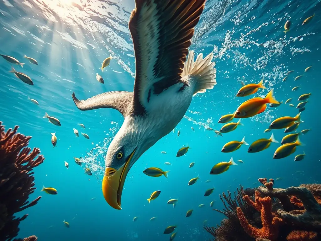 Águila marina lanzándose bajo el agua