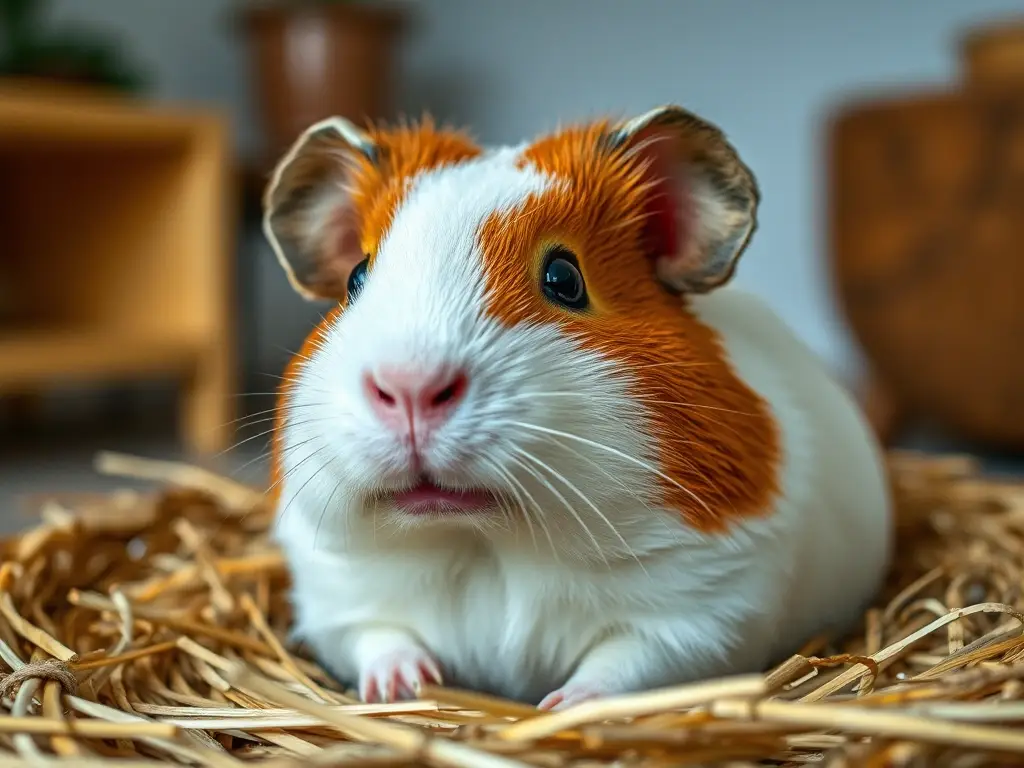 Foto realista de un conejito en un nido de paja, con una alimentación saludable