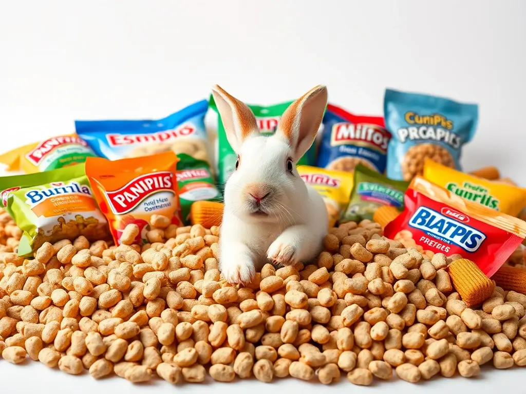 Fotografía realista de pellets y marcas de conejo de alta calidad, sin texto ni logos