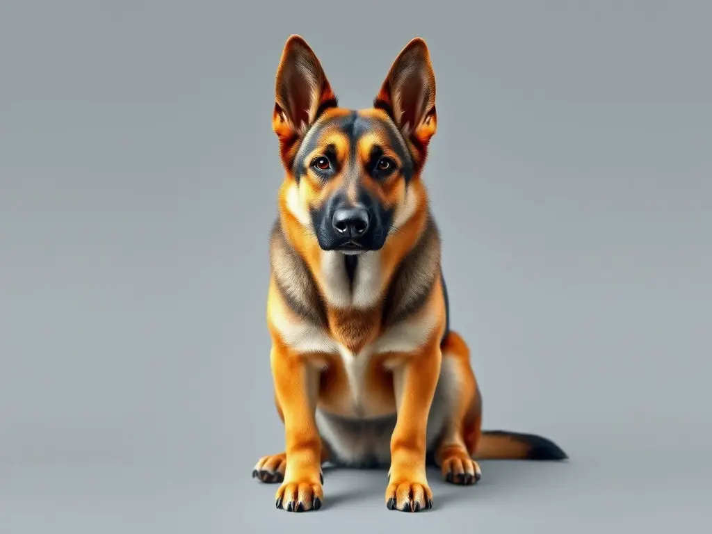 Fotografía realista de perro alemán con expresión tranquila