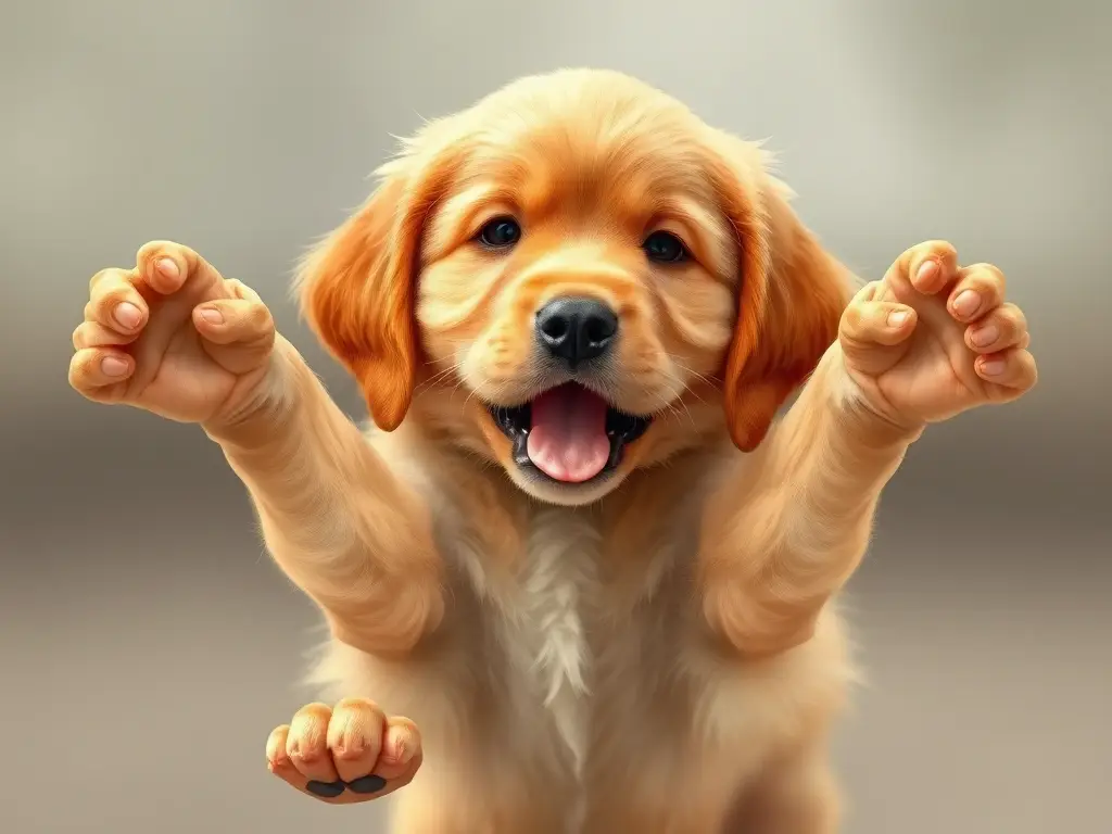 Ilustración realista de cachorro golden retriever juguetón