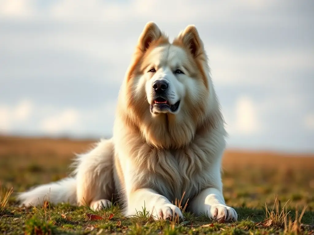 Imagen fotorealista de un perro pirenaico paciente y noble
