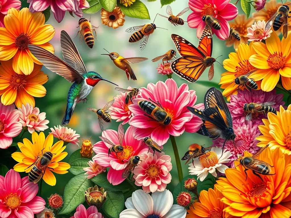 Un paisaje caleidoscópico de animales polillados, detallado y en alta resolución