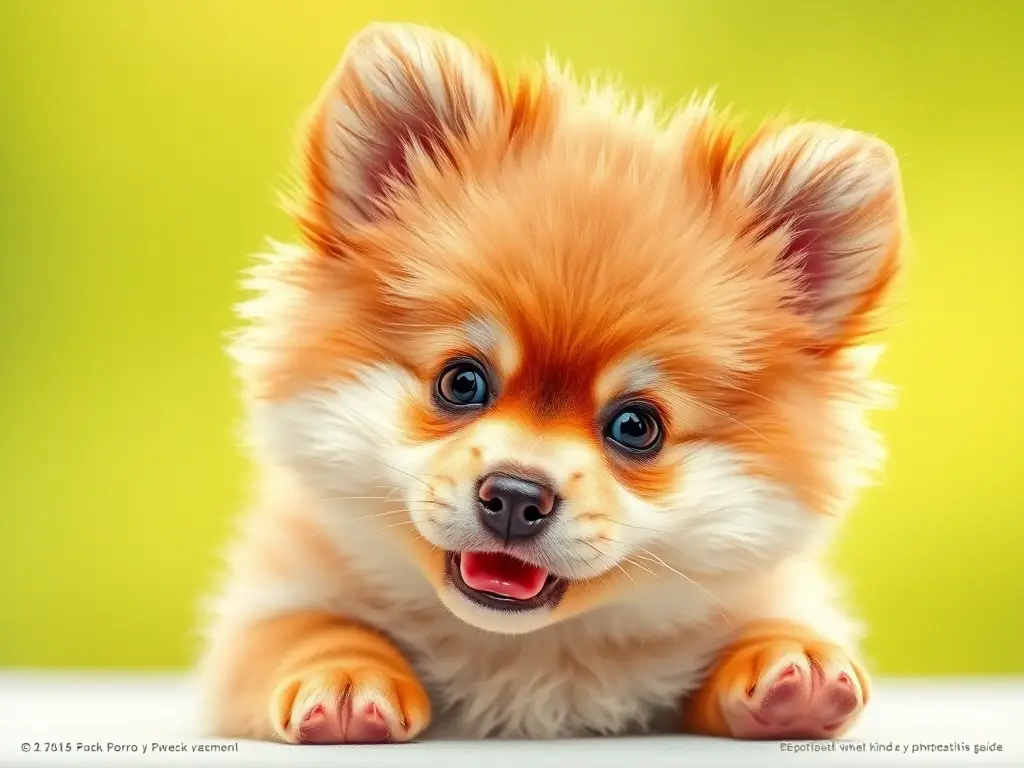 Diseño de portada realista de un Pomchi con mirada pícara