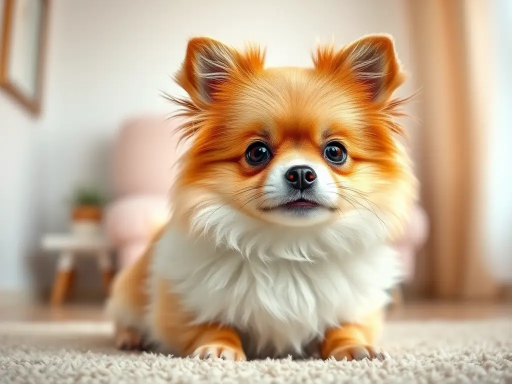 Retrato fotorrealista de un perro Pomchi