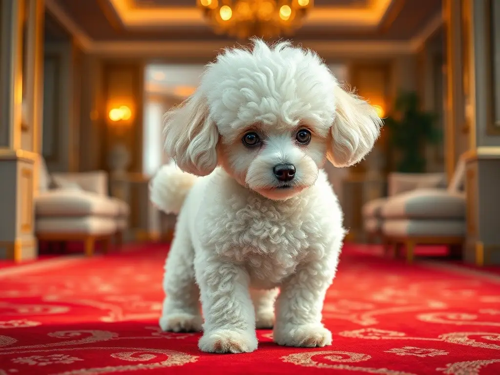 Un retrato de poodle minúsculo, de alta resolución, realista y con detalles
