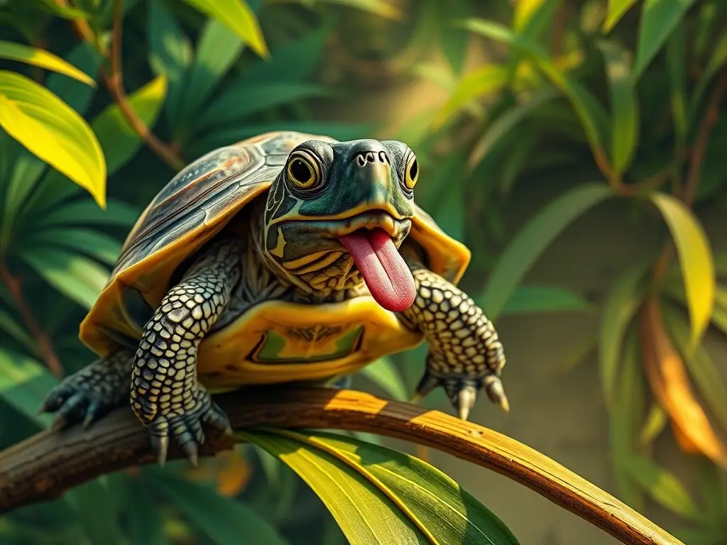 Un turtle de 8K, en un entorno tropical
